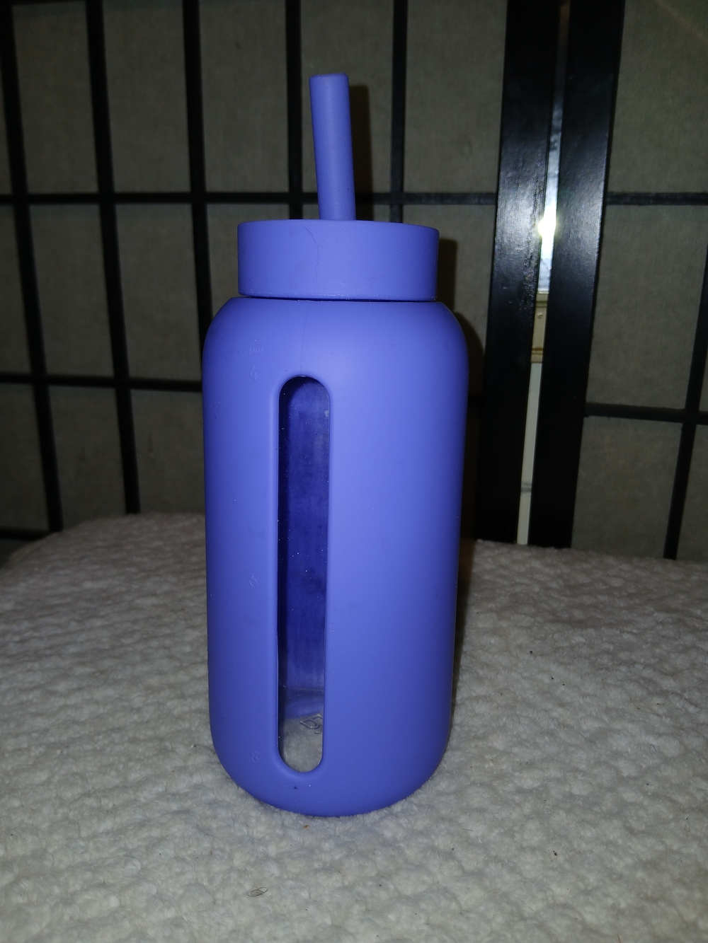 Purple Silicone Straw Water Bottle - Sleek Portable Drinkware